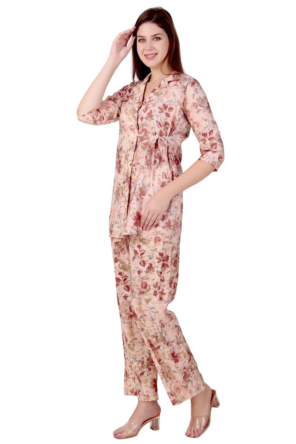 Poly Muslin Co ord set for women